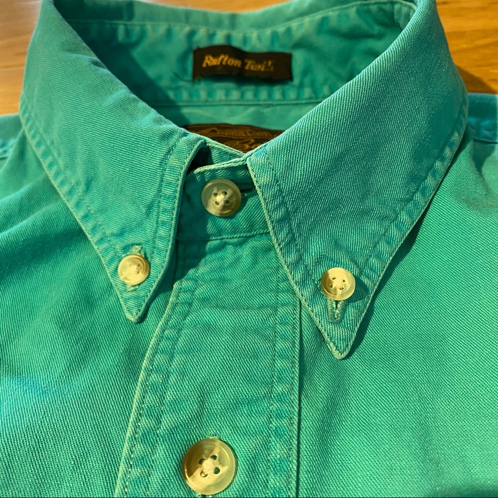 Mens Vintage Eddie Bauer Rufton Twill button down shirt in green teal size M - Picture 4 of 11
